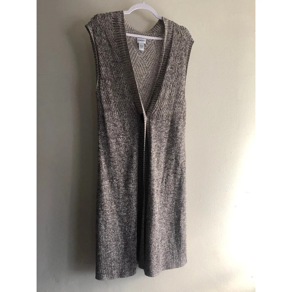 chico's knit crochet duster cardigan Coverup Rayon/Linen sz 3